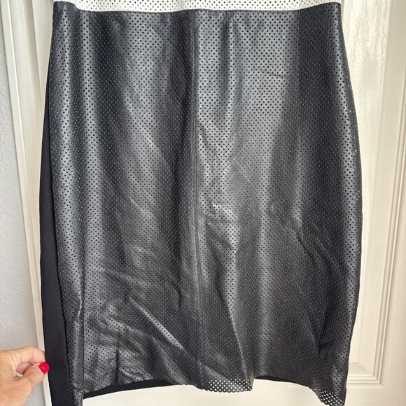 Bailey 44 Leather Mini Dress Lined Black & White Sleeveless Women's Large - Picture 4 of 6